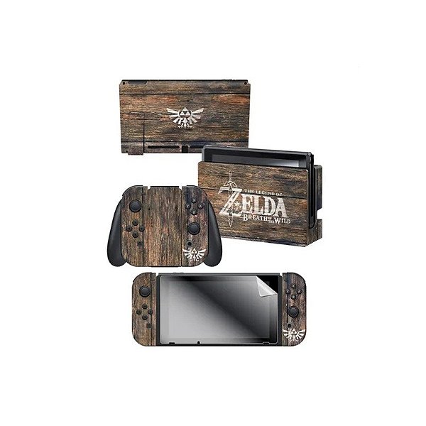 Adesivo para Nintendo Switch Zelda Woodgrain Triforce 022798 com 3 Adesivos