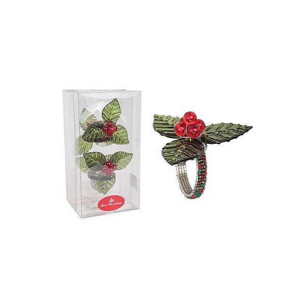 Anéis para Guardanapo Metal 4 Peças 8.6CM Verde Vermelho