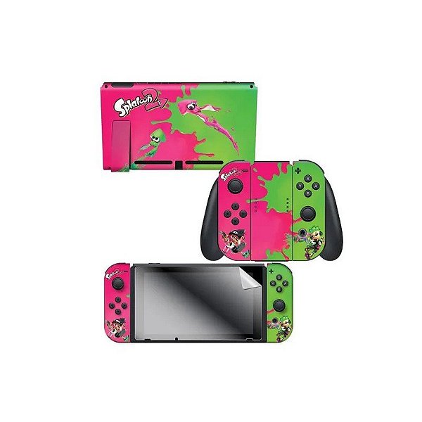 Adesivo para Nintendo Switch Splatoon 2 Rosa VS Verde 022668 com 2 Adesivos