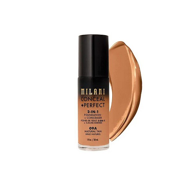 Base + Corretivo Milani MPCF-09A - 2 Em 1 - Bronzeado Natural - 30ML