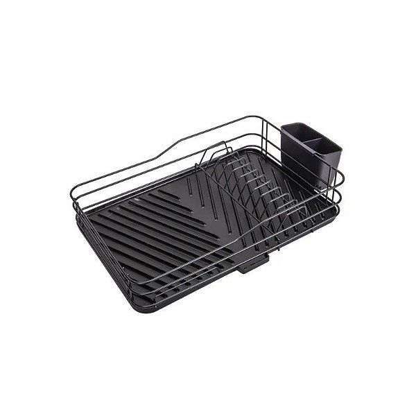 Escorredor de Louças de Metal Preto com Bandeja 43x29.5x10cm