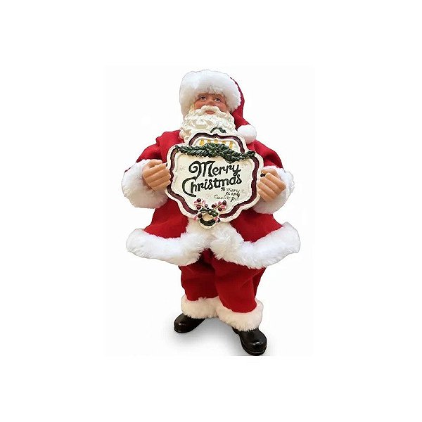 Enfeite de Natal Papai Noel L8-170 Feliz Natal 25 CM - Vermelho