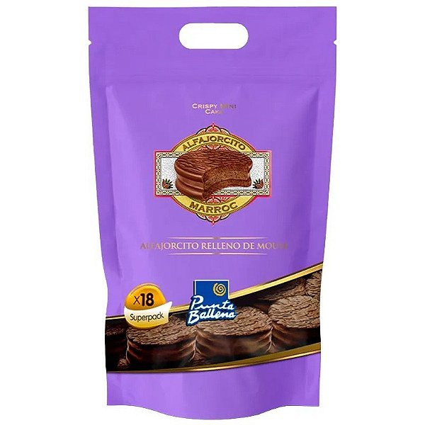 Alfajor Punta Ballena Marroc Recheado com Mousse de Chocolate - 360g (18Unidades)