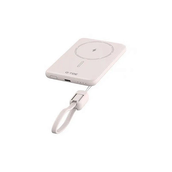 Carregador Portátil G-Tide Slim 01 5000MAH Bege Sem Fio