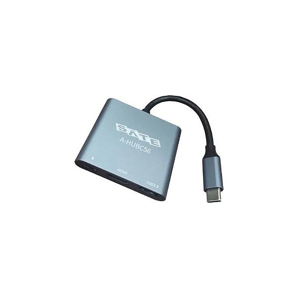 Hub USB-C 3 Portas Satélite A-HUBC56 HDMI/USB3.0 Cinza