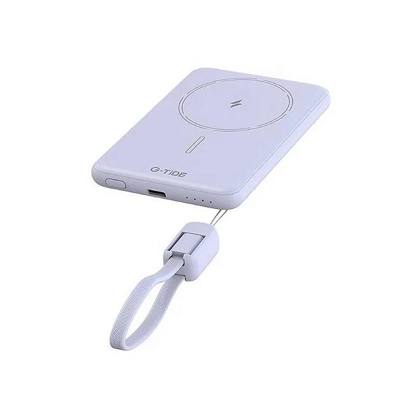 Carregador Portátil Sem Fio G-Tide Slim 01 5.000 Mah Saída USB-C - Roxo