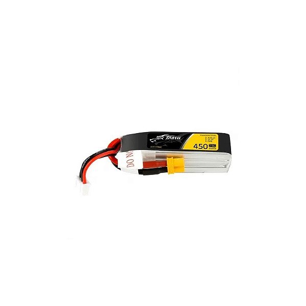 Bateria Gens Ace Tattu 11,1V 450 mAh 75C 3S Lipo com Plug XT30 (Longa para Quadro F/H)