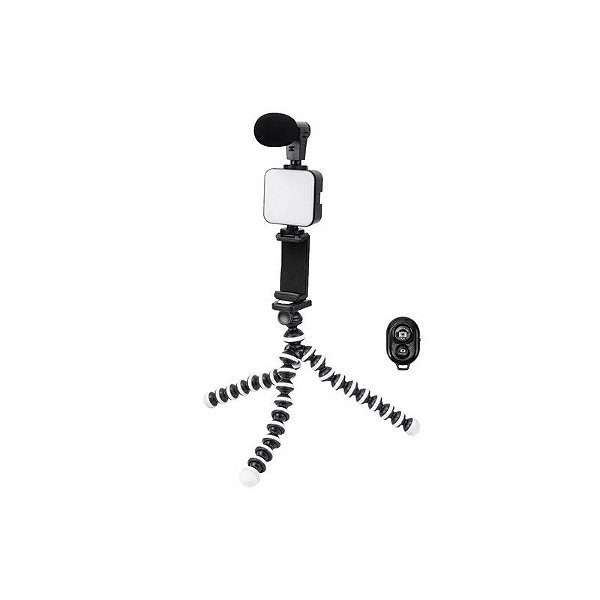 Bastão de Selfie Satellite A-RM900K - com Luz LED e Microfone - Bluetooth - Tripé - Preto