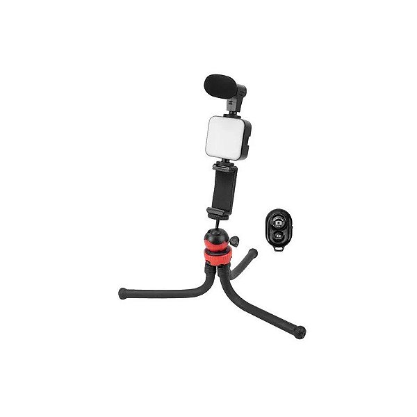 Bastão de Selfie Satellite A-RM900G - com Luz LED e Microfone - Bluetooth - Tripé - Preto
