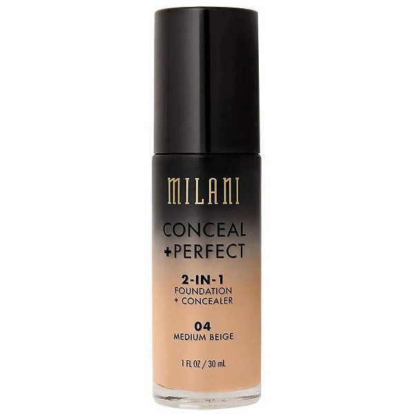 Base Líquido Milani Conceal + Perfect 2 em 1 04 Bege Médio - 30mL