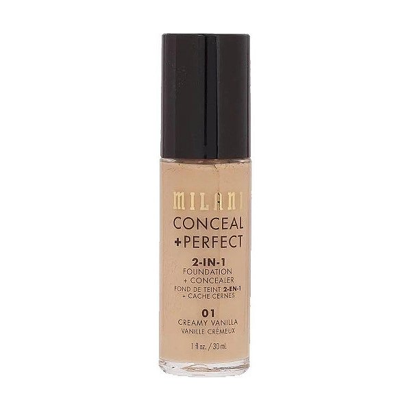 Base Líquida Milani Conceal + Perfect 2 em 1 - 01 Creme de Baunilha 30mL