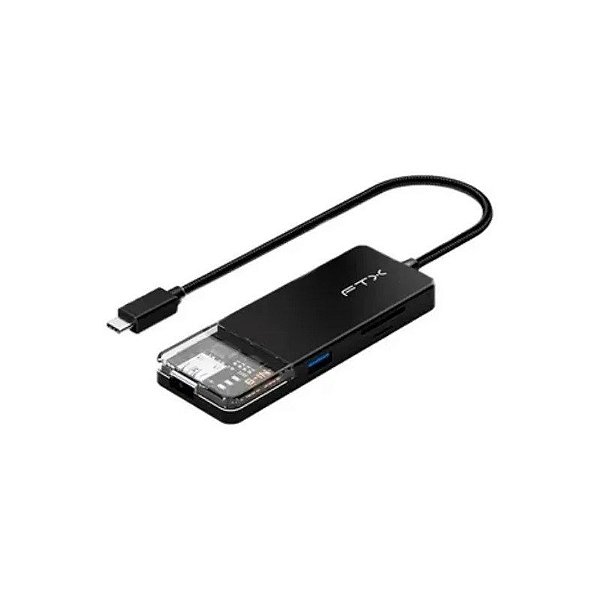 Hub USB-C com HDMI, USB 3.0, SD, TF Adaptador FTX-HUBT4-PB