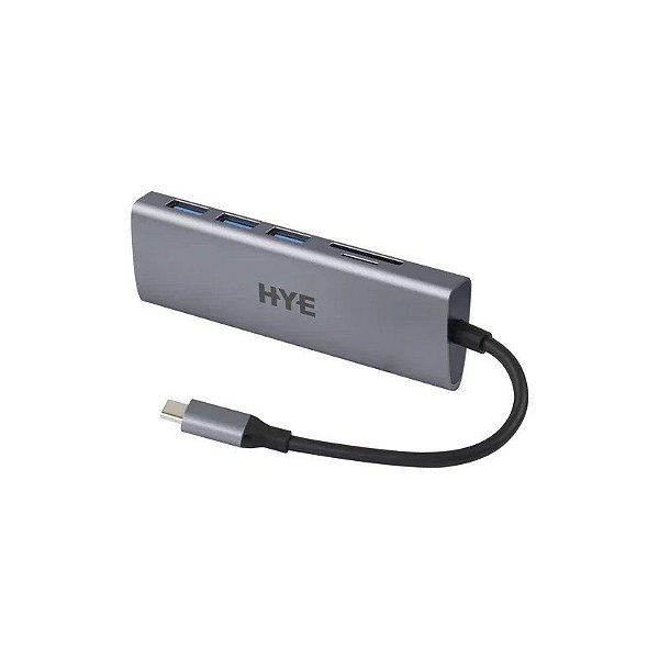 Hub Hye HYEHU52 - 5 Portas - USB-C - Cinza