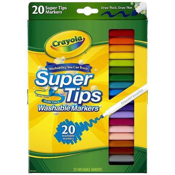 Kit de Marcadores Crayola Super Tips Laváveis 20 Unidades