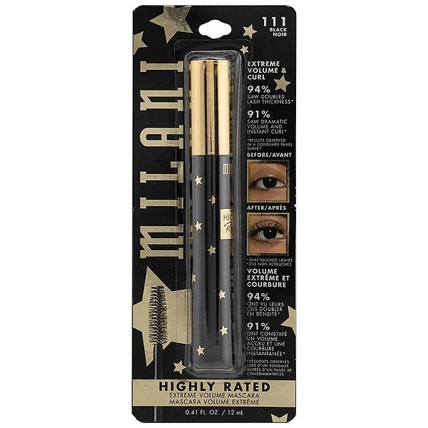 Rímel Milani Highly Rated 111 Black Noir - 12mL