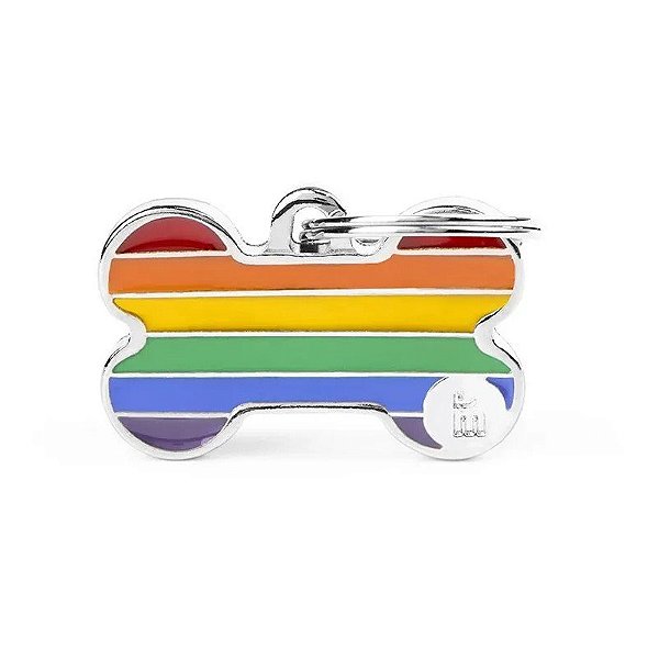 Placa de identificação MyFamily Rainbow Osso Pequeno BH54S