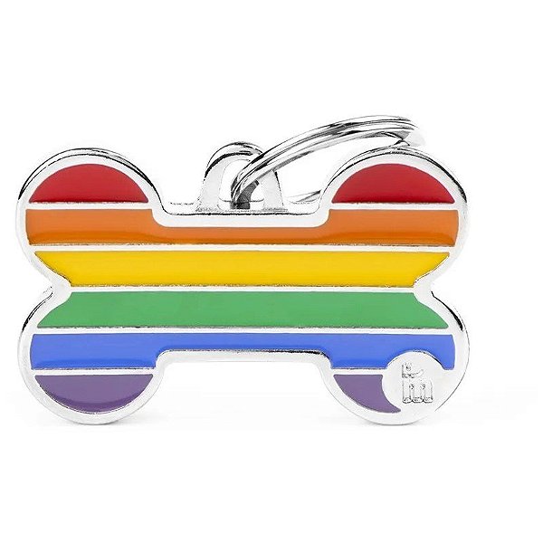 Placa de identificação MyFamily Rainbow Osso Grande BH54