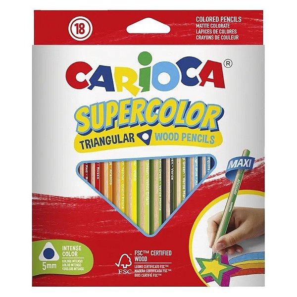 Lápis de Cor Carioca Supercolor Triangular - 44804 (18 cores)