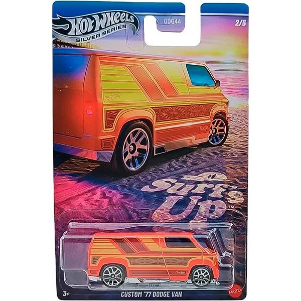 Carro Custom '77 Dodge Van Hot Wheels Série Prata Mattel - JCB66