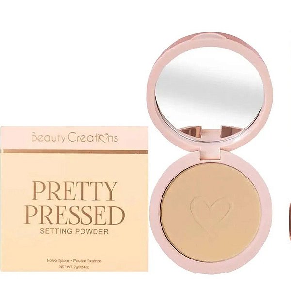 Pincel Bush Beauty Creations Pretty Pressed Setting Powder Naturalmente Dourado - 7g