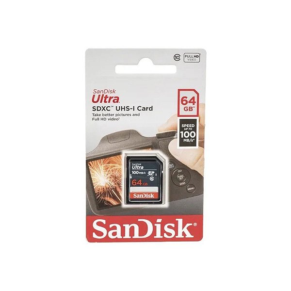 Cartão de Memória Sandisk SDXC Ultra SD / C10 / 64GB / 100MBS - (SDSDUNR-064G-GN3IN)