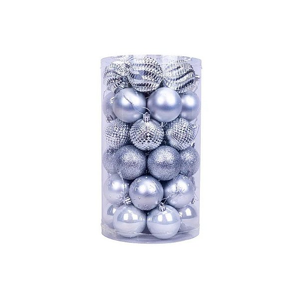 Bola de Natal com 41 Peças de 6 CM Prateado