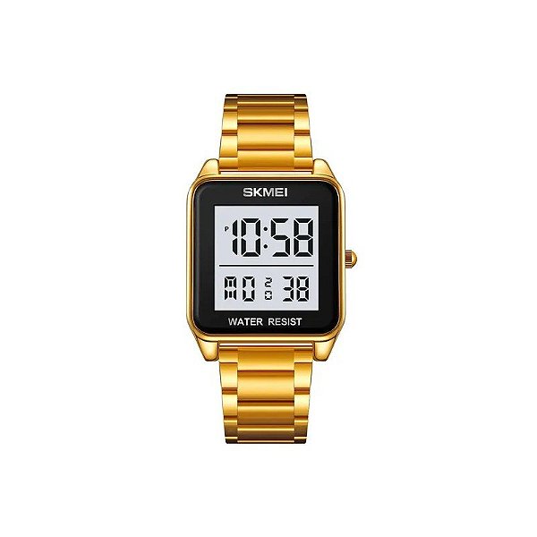 Relógio Masculino Digital Skmei 2154 GDWT Branco Dourado