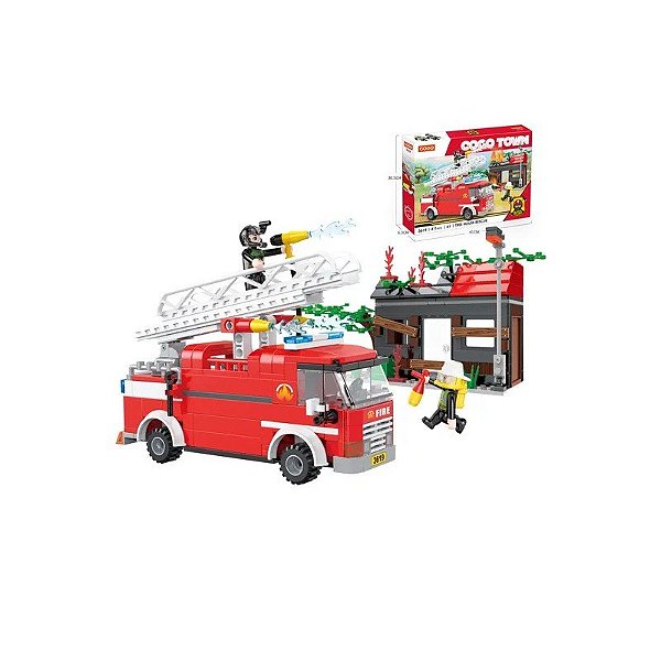 Blocos Cogo Fire Series Caminhão de Resgate 411 Peças