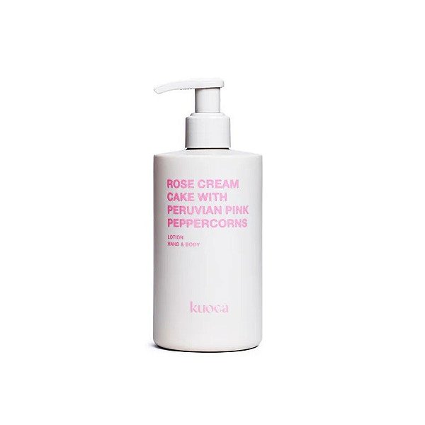 Loção para Mãos e Corpo Kuoca Rosa Bolo de Creme com Pimenta Rosa Peruana Loção para Mãos e Corpo-Creme Corporal