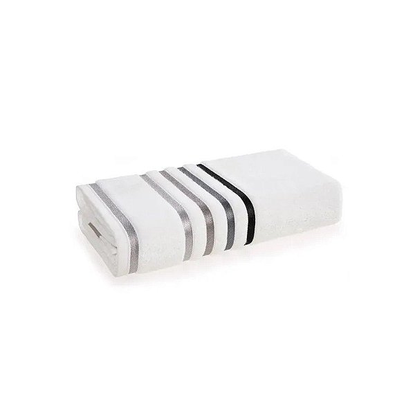 Toalha de Banho Karsten Lumina 70x140cm Branco e Cinza