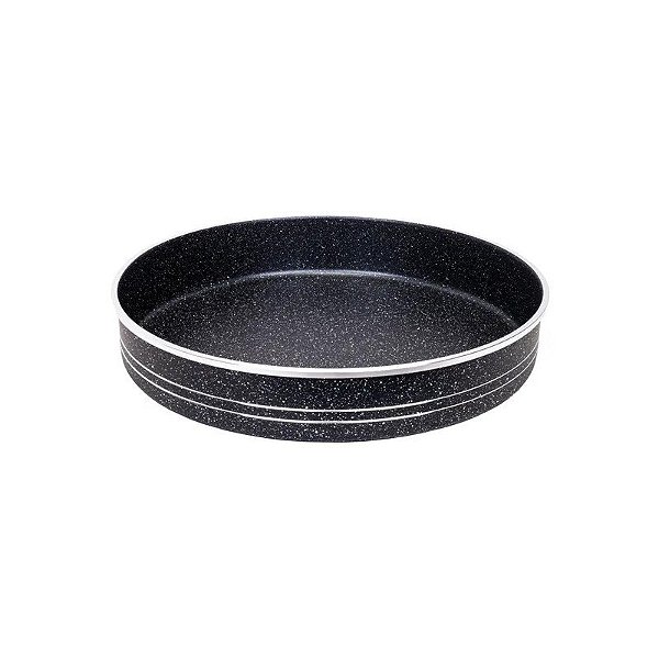 Assadeira Redonda de Granito Preto - 34 cm