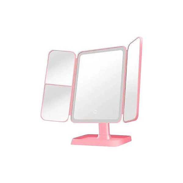 Espelho de Maquiagem Rosa Satellite com LED A-M16