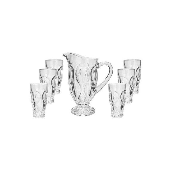 Jogo de Jarra 1,300L de Vidro com 6 Copos 300ML