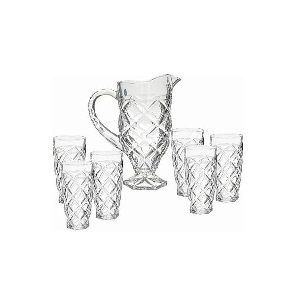 Jogo de Jarra de Vidro 1.300ml com 6 Copos de 300ml