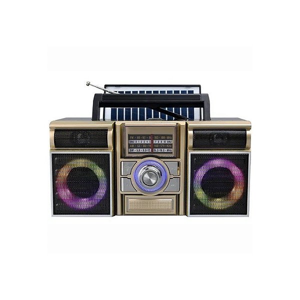 Rádio Portátil Megastar RX1000BTD com SD/USB/Bluetooth - Preto/Dourado