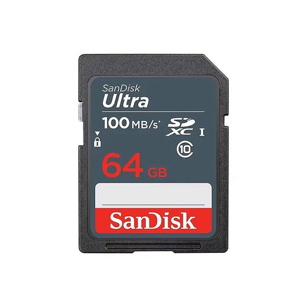 Cartão de Memória SD Sandisk Ultra 64GB 100MBS - SDSDUNR-064G-GN3IN