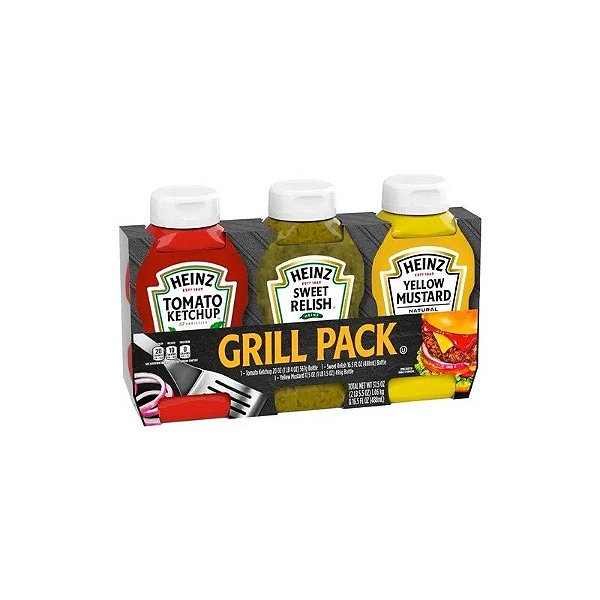 Kit Heinz Piquenique Pack 1 Ketchup+1 Mostarda+1 Picles de Pepino