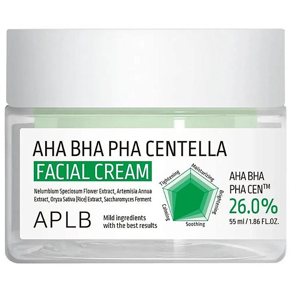 Creme Facial APLB AHA BHA PHA Centella 26,0% - 55mL