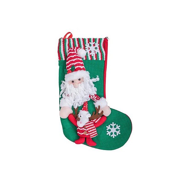 Meia Natalina Decorativa com Papai Noel 48cm