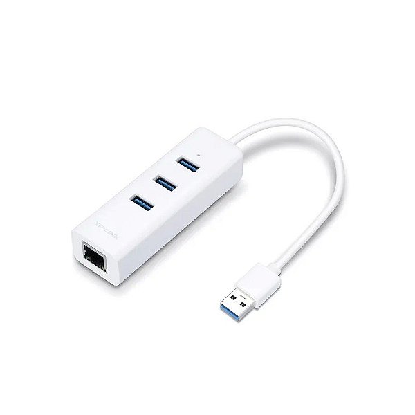 Hub USB TP-Link UE330 - 3 Portas USB/1 Porta Ethernet - 1000MBPS - Branco