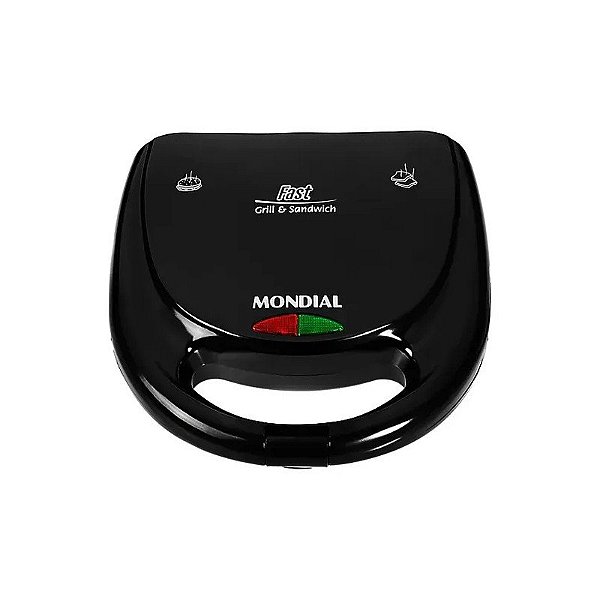 CHAPA PARA SANDUÍCHE E GRILL MONDIAL FAST GRILL S-12 750 WATTS 127V ~ 60HZ PRETA