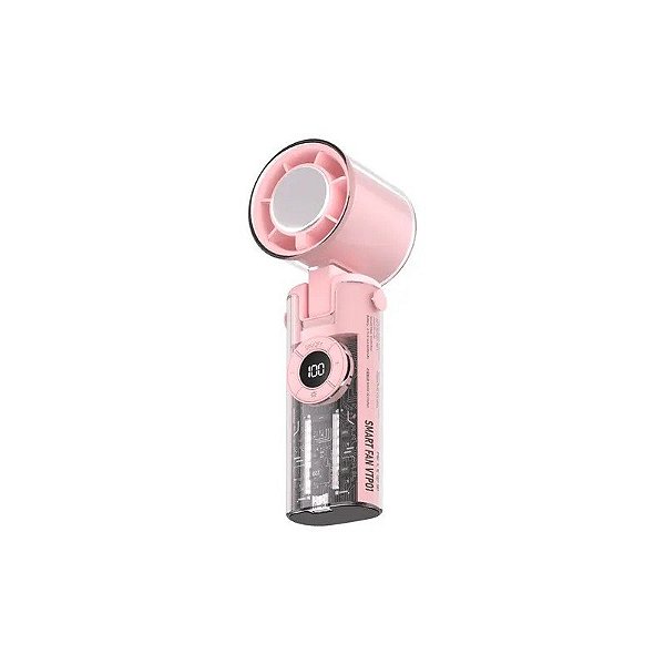 Mini Ventilador Portátil Smartfy VTP01P Retrátil Modo Resfriamento Recarregável Rosa