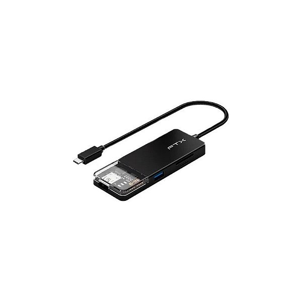 Hub FTX CT-HUBT4-PB - USB-C - USB/SD/USB-C/HDMI - Cinza