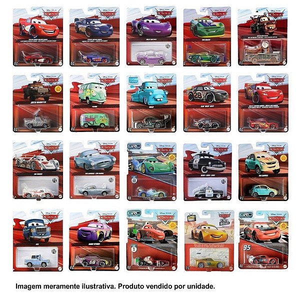 Carro Autos On the Road Disney Pixar Mattel - DXV29 (Vendido por Unidade)