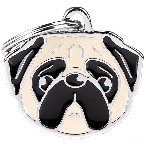 Placa de Identificação MyFamily Friends Cachorro Fulvo Pug MF18N