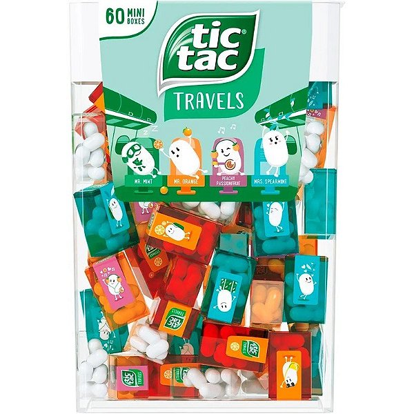 Pacote de Caramelo Tic Tac Travels com 60 Caixas Miniatura - 228g