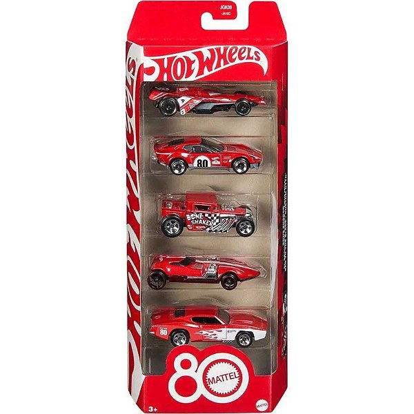Jogo Hot Wheels 80° Aniversário Mattel - JGK08 (5 Peças)