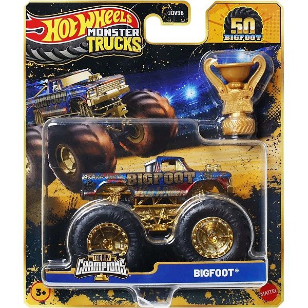 Carro Bigfoot Hot Wheels Monster Trucks Trophy Champions Mattel - JDV97