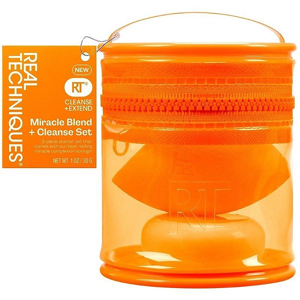 Kit de Limpeza + Esponja Real Techniques Miracle Blend + Cleanse (2 Peças)