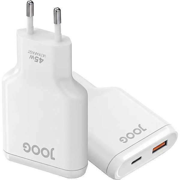 Carregador de Parede Joog Flat PD Charger FCH45 45W Ultra Fast USB-C + USB-A